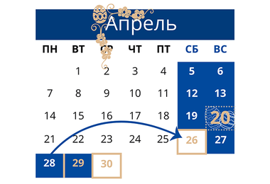 Праздники, предпраздничные дни и переносы рабочих дней в апреле